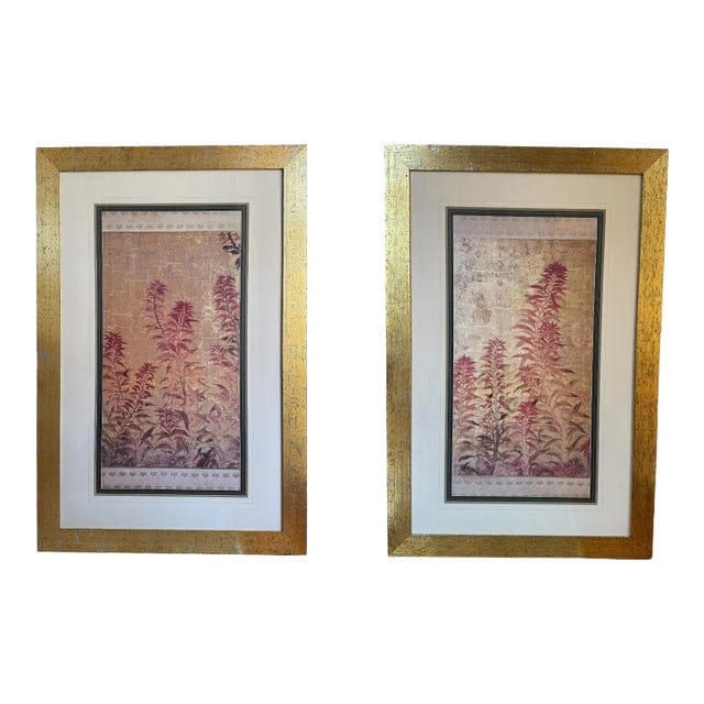 Pair of Lillian August for Soicher Marin Botanical Prints - Golden Harmony I and Golden Harmony II | IdleHour