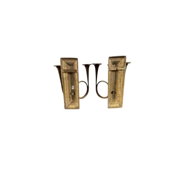 Pair of Mid 20th Century Brass Horn Candle Sconces | IdleHour