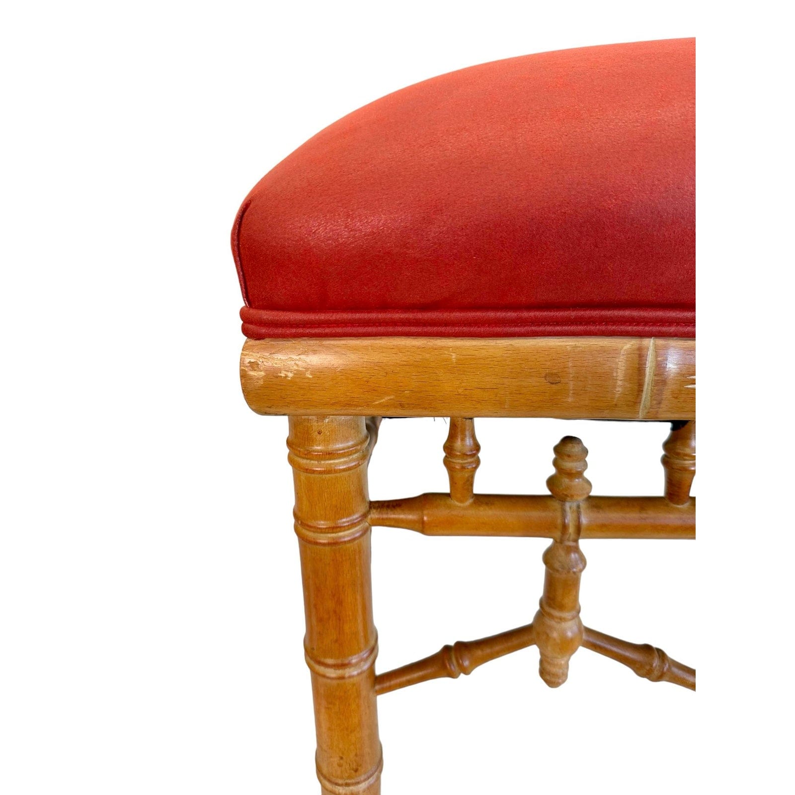 Pair of Mid 20th Century Chinese Chippendale Faux Bamboo Stools | IdleHour