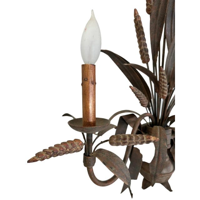 Pair of Vintage Currey and Company Wheat Motif Sconces in Bronze Tones | IdleHour