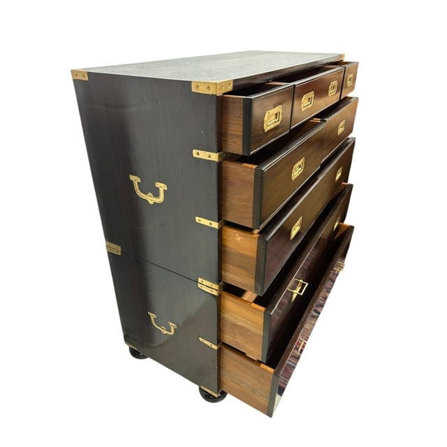 Pair of Vintage Dark Wood Campaign Chests | IdleHour