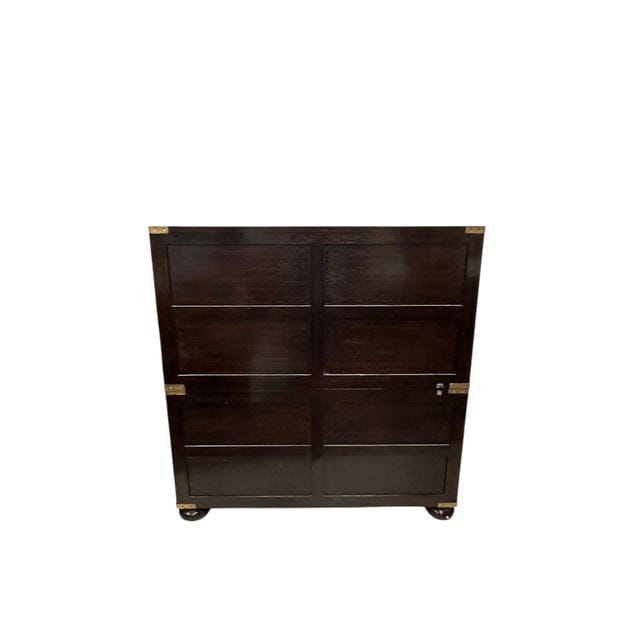 Pair of Vintage Dark Wood Campaign Chests | IdleHour