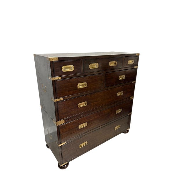 Pair of Vintage Dark Wood Campaign Chests | IdleHour