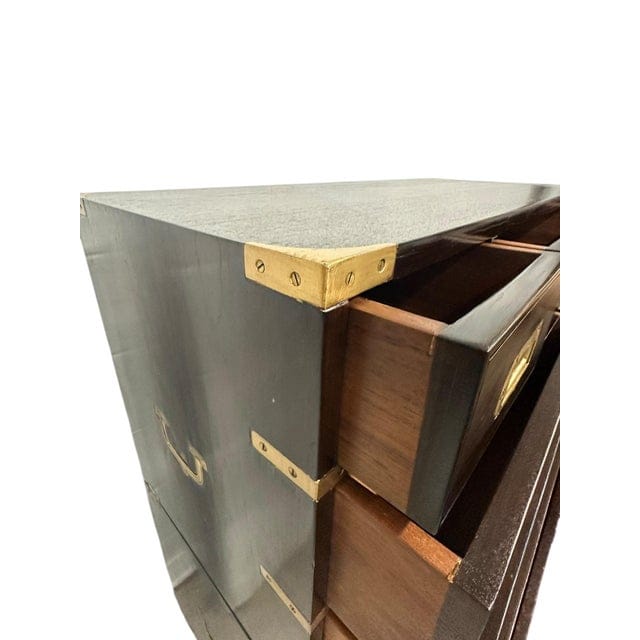 Pair of Vintage Dark Wood Campaign Chests | IdleHour