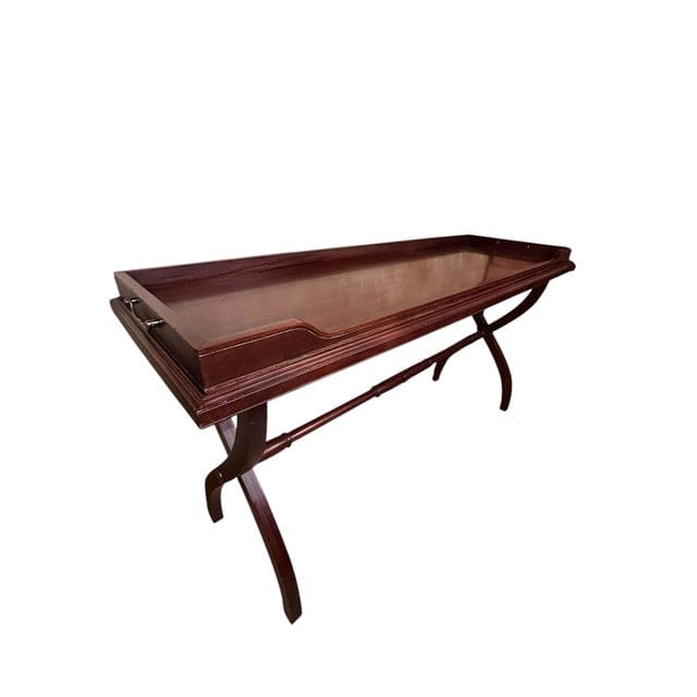 Polo Ralph Lauren Mahogany Regency Tall Console Table / Sideboard With Handled Removable Tray Top | IdleHour