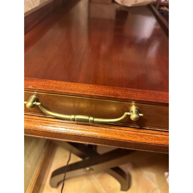 Polo Ralph Lauren Mahogany Regency Tall Console Table / Sideboard With Handled Removable Tray Top | IdleHour