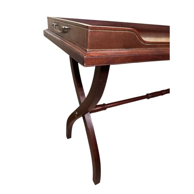 Polo Ralph Lauren Mahogany Regency Tall Console Table / Sideboard With Handled Removable Tray Top | IdleHour