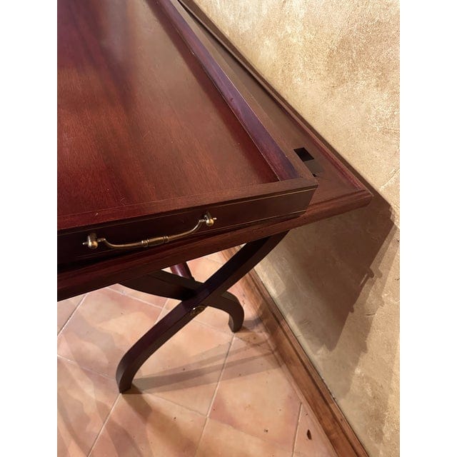 Polo Ralph Lauren Mahogany Regency Tall Console Table / Sideboard With Handled Removable Tray Top | IdleHour
