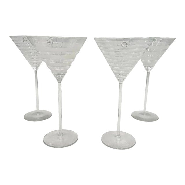 Salviati Murano Graffiati and Bassorilievi Martini Glasses- Set of 4 | IdleHour