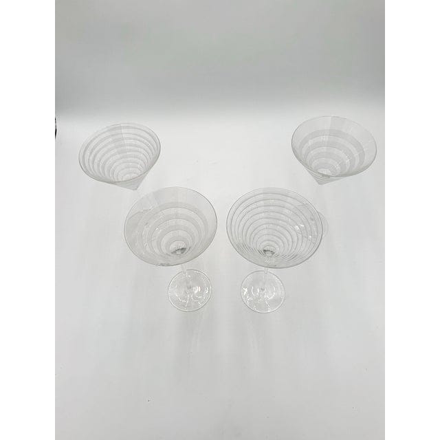 Salviati Murano Graffiati and Bassorilievi Martini Glasses- Set of 4 | IdleHour