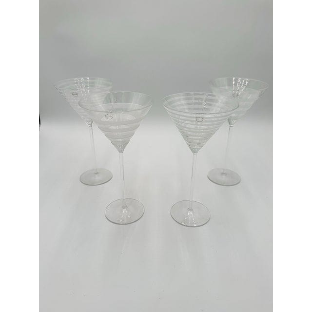 Salviati Murano Graffiati and Bassorilievi Martini Glasses- Set of 4 | IdleHour