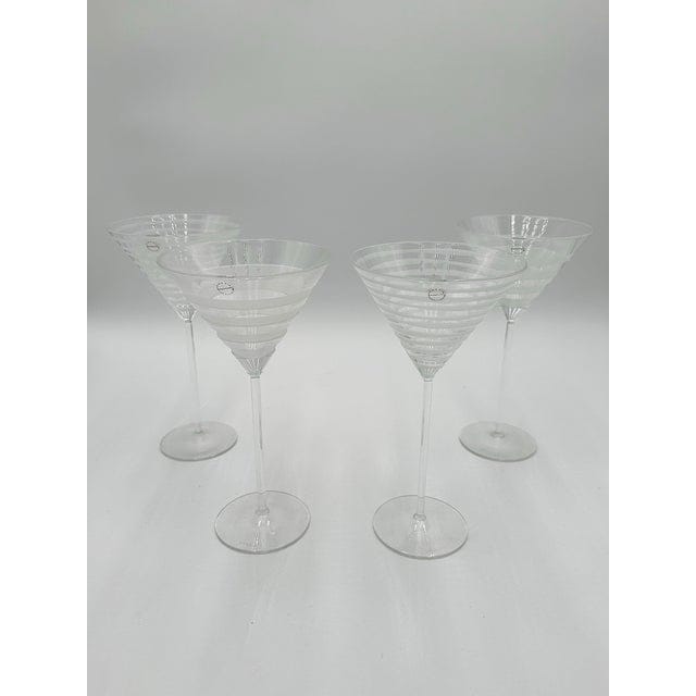 Salviati Murano Graffiati and Bassorilievi Martini Glasses- Set of 4 | IdleHour