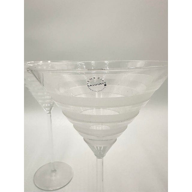 Salviati Murano Graffiati and Bassorilievi Martini Glasses- Set of 4 | IdleHour