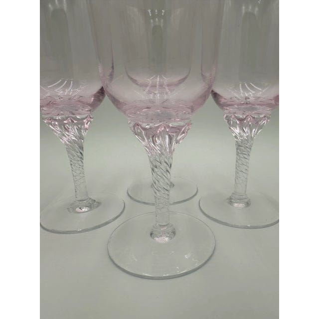 Set of 4 Sasaki Coronation Pink Crystal Water Goblets, 1990s | IdleHour