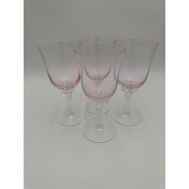 Set of 4 Sasaki Coronation Pink Crystal Water Goblets, 1990s | IdleHour