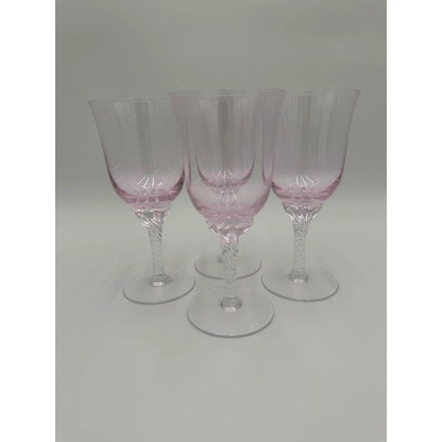 Set of 4 Sasaki Coronation Pink Crystal Water Goblets, 1990s | IdleHour