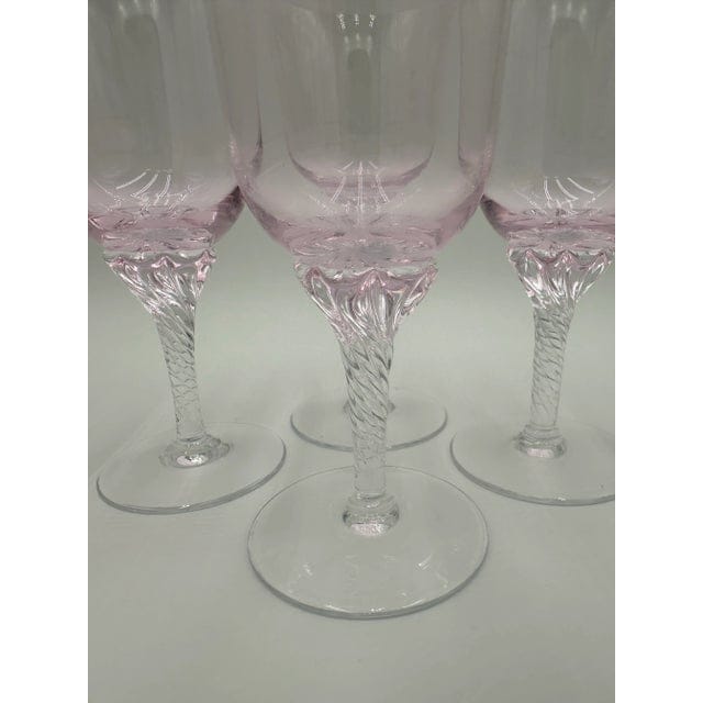 Set of 4 Sasaki Coronation Pink Crystal Water Goblets, 1990s | IdleHour