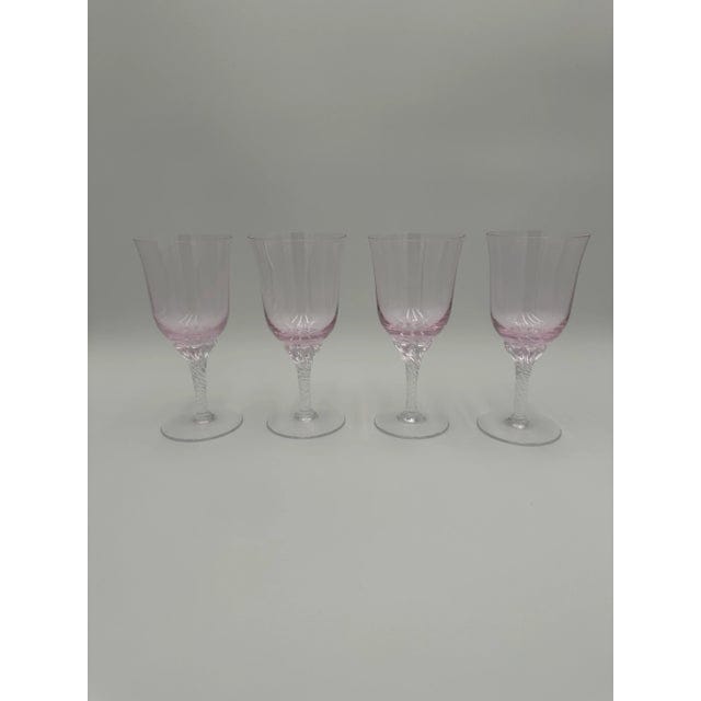 Set of 4 Sasaki Coronation Pink Crystal Water Goblets, 1990s | IdleHour