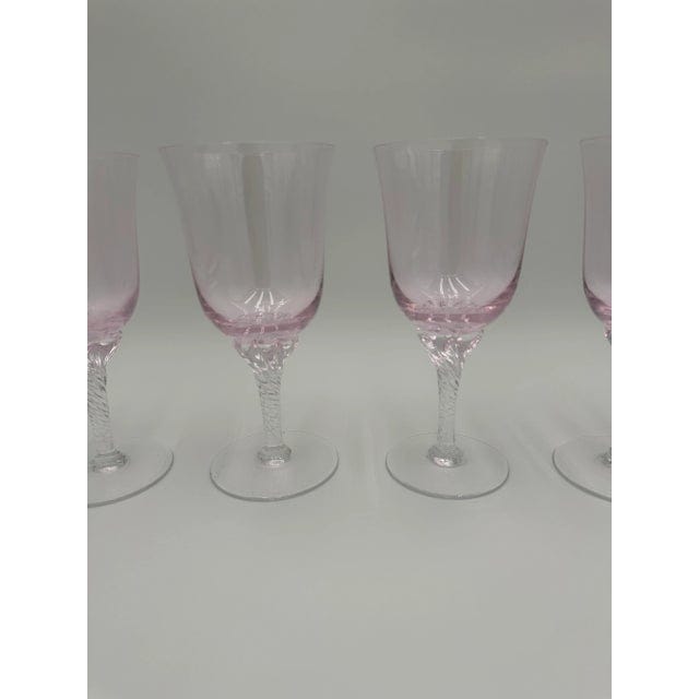 Set of 4 Sasaki Coronation Pink Crystal Water Goblets, 1990s | IdleHour