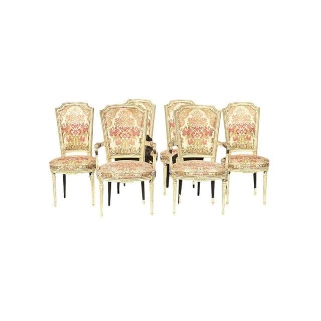 Set of 6 Early 20th Century Louis XVI Dining Chairs With Original Upholstery | IdleHour