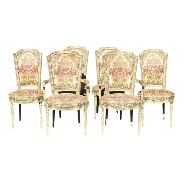 Set of 6 Early 20th Century Louis XVI Dining Chairs With Original Upholstery | IdleHour