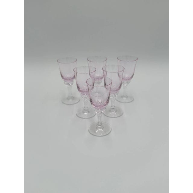 Set of 6 Sasaki Coronation Pink Crystal Cordial Glasses, 1990s | IdleHour
