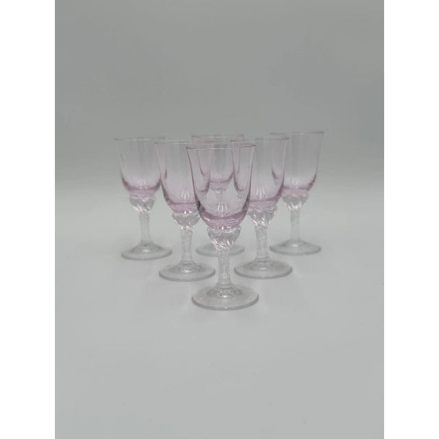 Set of 6 Sasaki Coronation Pink Crystal Cordial Glasses, 1990s | IdleHour