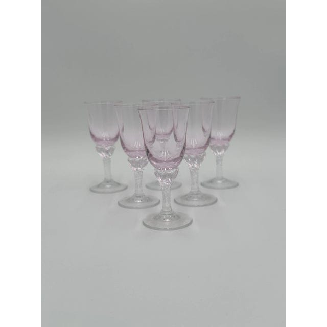 Set of 6 Sasaki Coronation Pink Crystal Cordial Glasses, 1990s | IdleHour