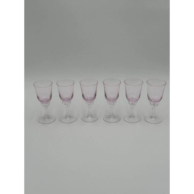 Set of 6 Sasaki Coronation Pink Crystal Cordial Glasses, 1990s | IdleHour