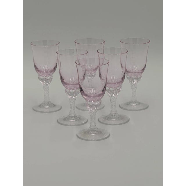 Set of 6 Sasaki Coronation Pink Crystal Cordial Glasses, 1990s | IdleHour