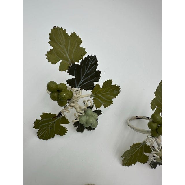 Set of 8 Hand Painted Vintage Tole Grape Vine Napkin Rings | IdleHour