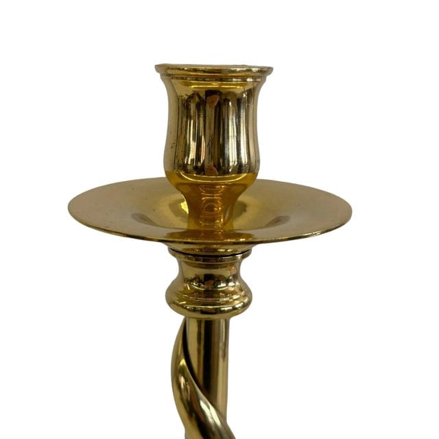 Set of Three Mid 20th Century Brass Twisted Candlestick Holders | IdleHour