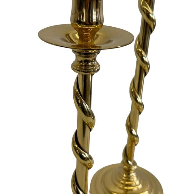 Set of Three Mid 20th Century Brass Twisted Candlestick Holders | IdleHour