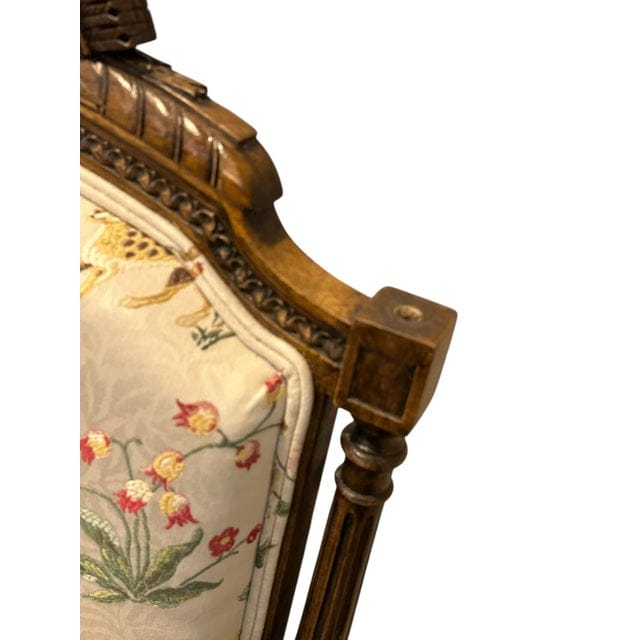Stunning Pair of Louis XVI Fluted Chairs With Custom Tracers & Co. Cluny Lampis Brocade Upholstery | IdleHour