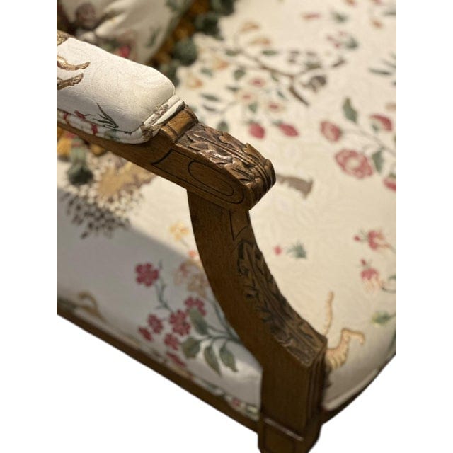 Stunning Pair of Louis XVI Fluted Chairs With Custom Tracers & Co. Cluny Lampis Brocade Upholstery | IdleHour