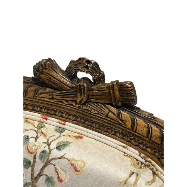Stunning Pair of Louis XVI Fluted Chairs With Custom Tracers & Co. Cluny Lampis Brocade Upholstery | IdleHour