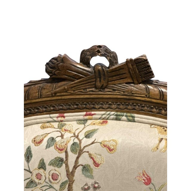 Stunning Pair of Louis XVI Fluted Chairs With Custom Tracers & Co. Cluny Lampis Brocade Upholstery | IdleHour
