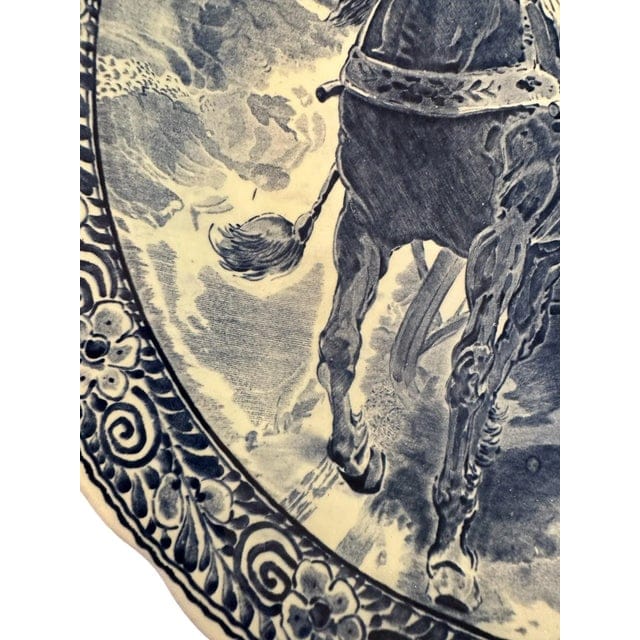 Vintag Large Delft Boch Blue and White Plate With Carriage Scene | IdleHour