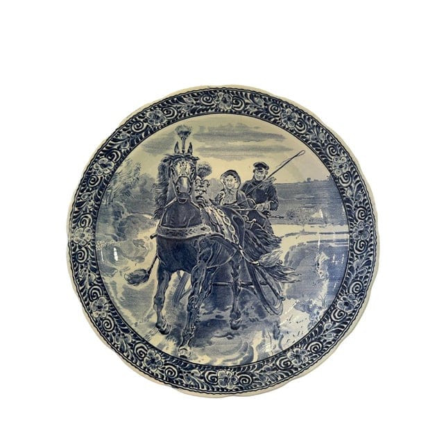 Vintag Large Delft Boch Blue and White Plate With Carriage Scene | IdleHour
