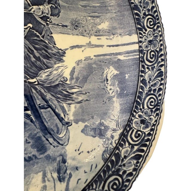 Vintag Large Delft Boch Blue and White Plate With Carriage Scene | IdleHour