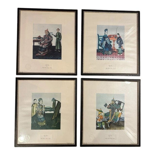 Vintage 1970s Chinese Lithograph Reproduction Prints, Set of Four, Framed | IdleHour