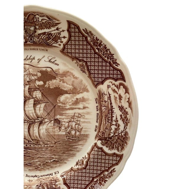 Vintage Alfred Meakin Staffordshire Fair Winds The Friendship of Salem Brown Dinner Plates - Set of 10 | IdleHour