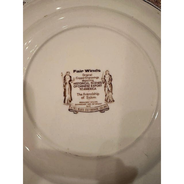 Vintage Alfred Meakin Staffordshire Fair Winds The Friendship of Salem Brown Dinner Plates - Set of 10 | IdleHour