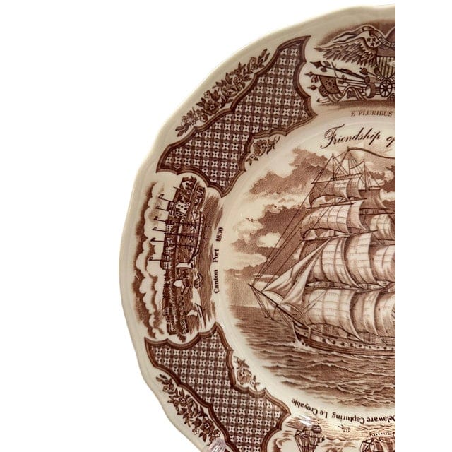 Vintage Alfred Meakin Staffordshire Fair Winds The Friendship of Salem Brown Dinner Plates - Set of 10 | IdleHour