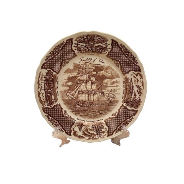 Vintage Alfred Meakin Staffordshire Fair Winds The Friendship of Salem Brown Dinner Plates - Set of 10 | IdleHour
