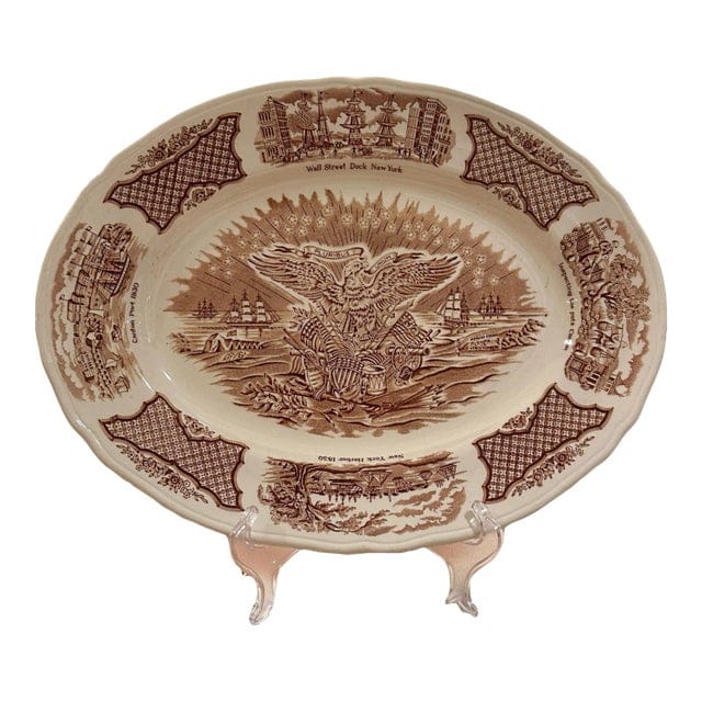Vintage Alfred Meakin Staffordshire Fair Winds The Friendship of Salem Brown Platter | IdleHour