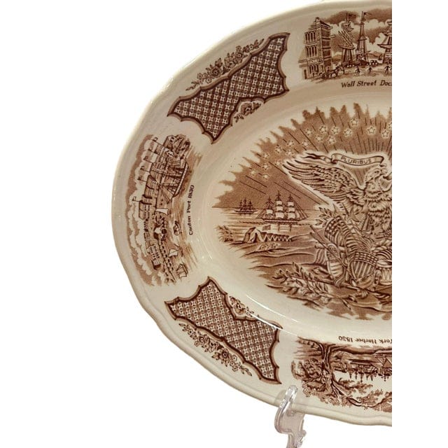 Vintage Alfred Meakin Staffordshire Fair Winds The Friendship of Salem Brown Platter | IdleHour