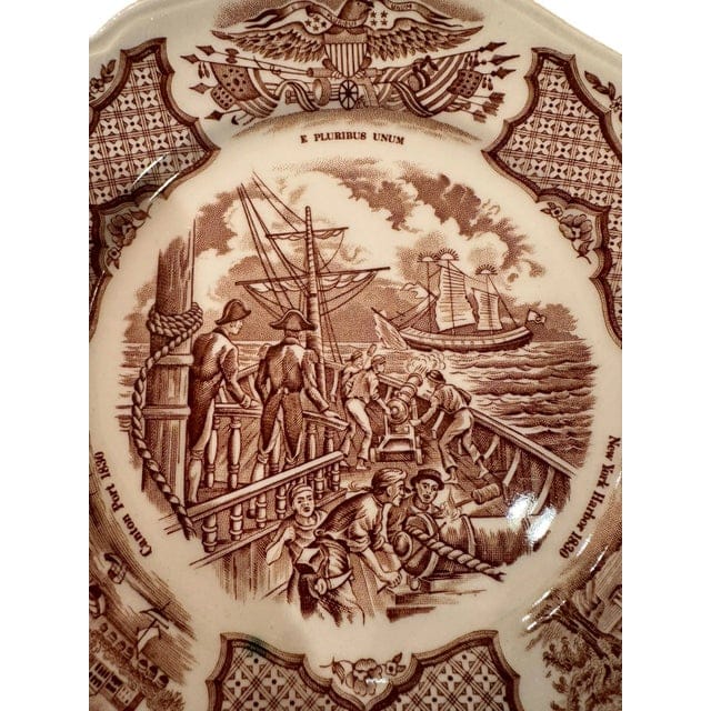 Vintage Alfred Meakin Staffordshire Fair Winds The Friendship of Salem Brown Salad Plates - Set of 10 | IdleHour
