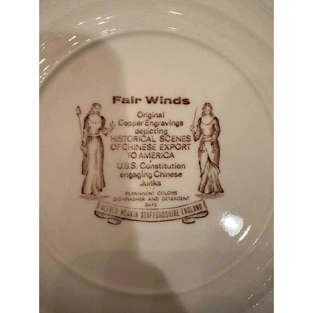 Vintage Alfred Meakin Staffordshire Fair Winds The Friendship of Salem Brown Salad Plates - Set of 10 | IdleHour