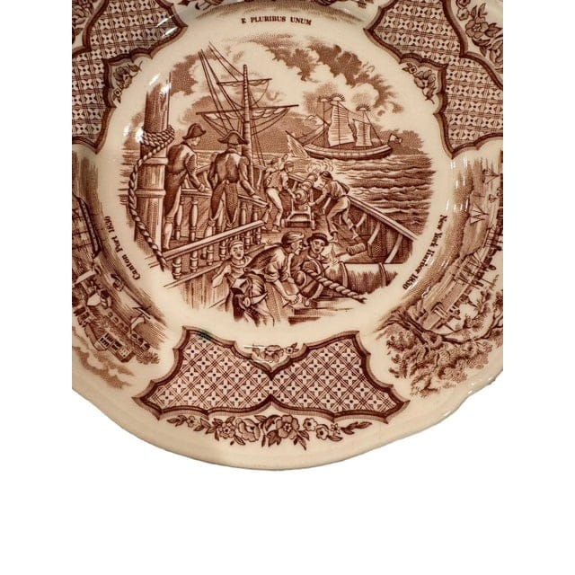 Vintage Alfred Meakin Staffordshire Fair Winds The Friendship of Salem Brown Salad Plates - Set of 10 | IdleHour